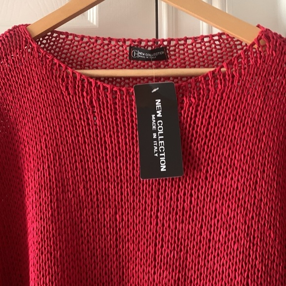 NWT Made In Italy 🇮🇹 Oversized Red Sweater One Size - Picture 3 of 10